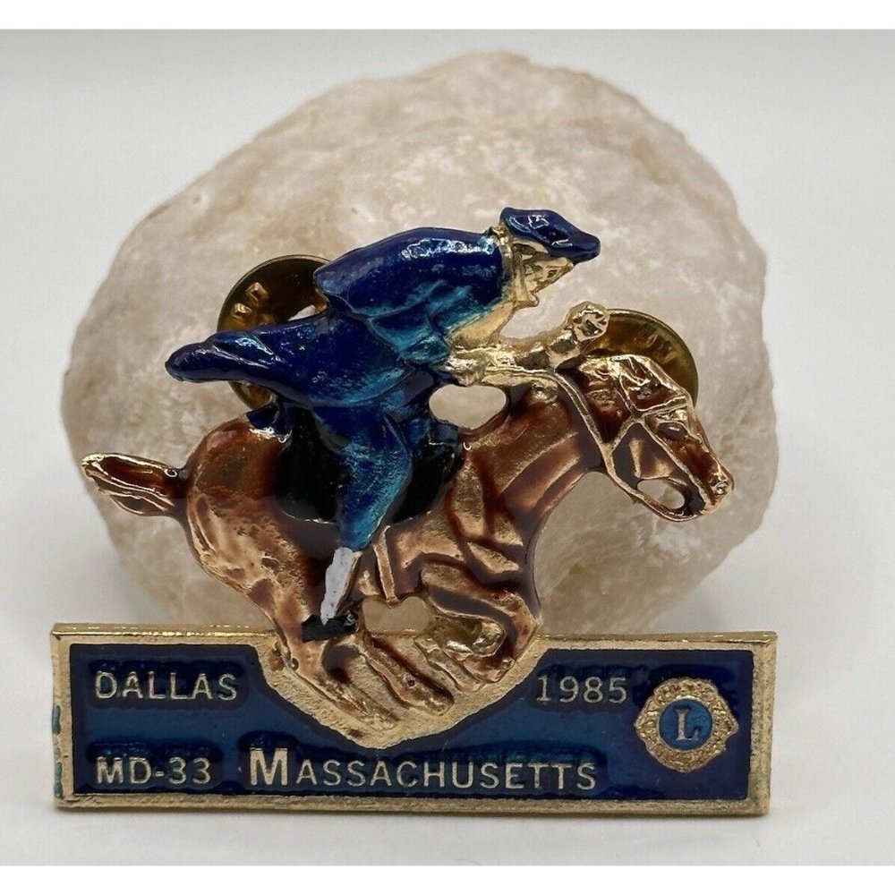 Lions Club Dallas Massachusetts Paul Revere Horse Vintage Tack Pin